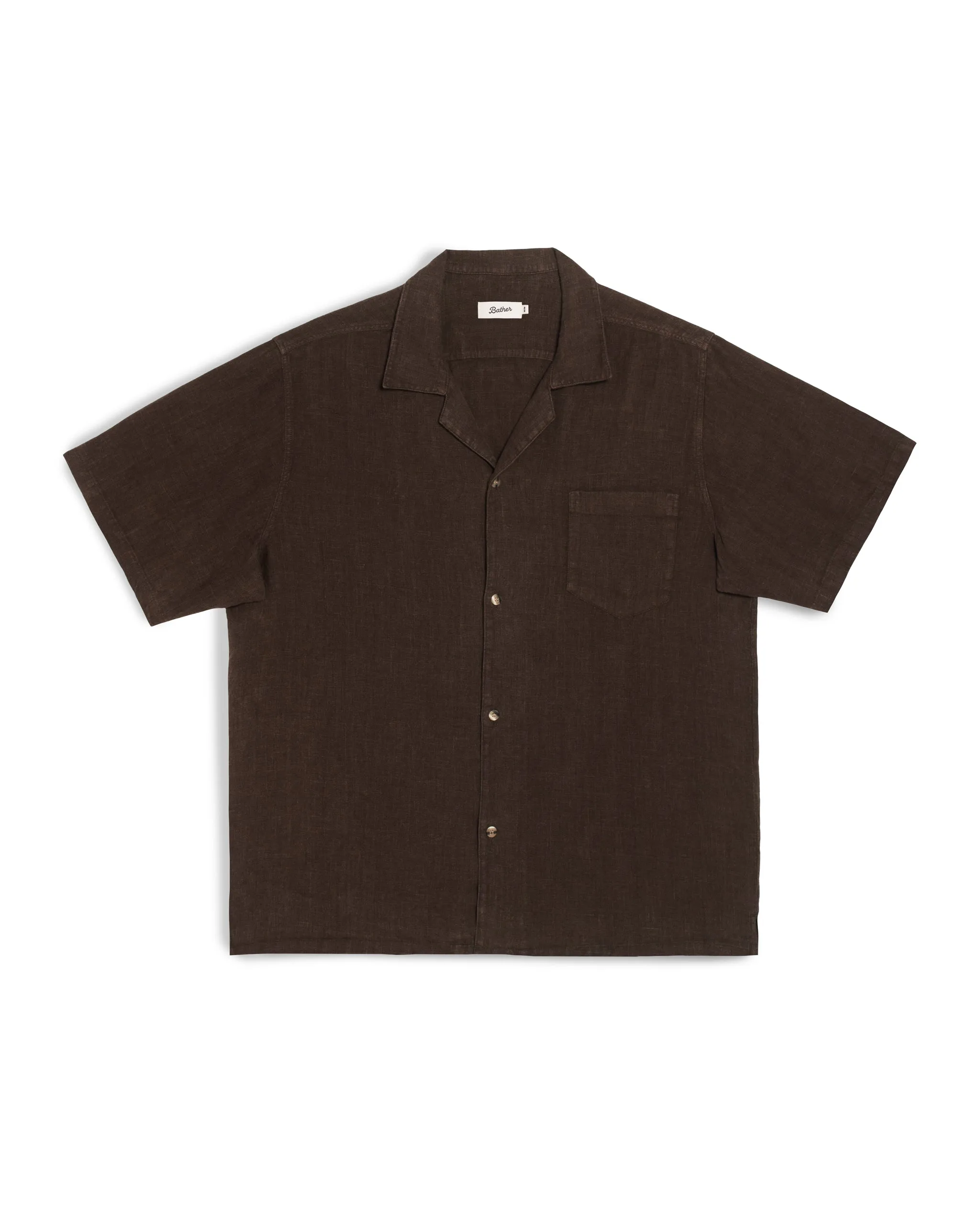 Espresso Linen Camp Shirt sold by Bather