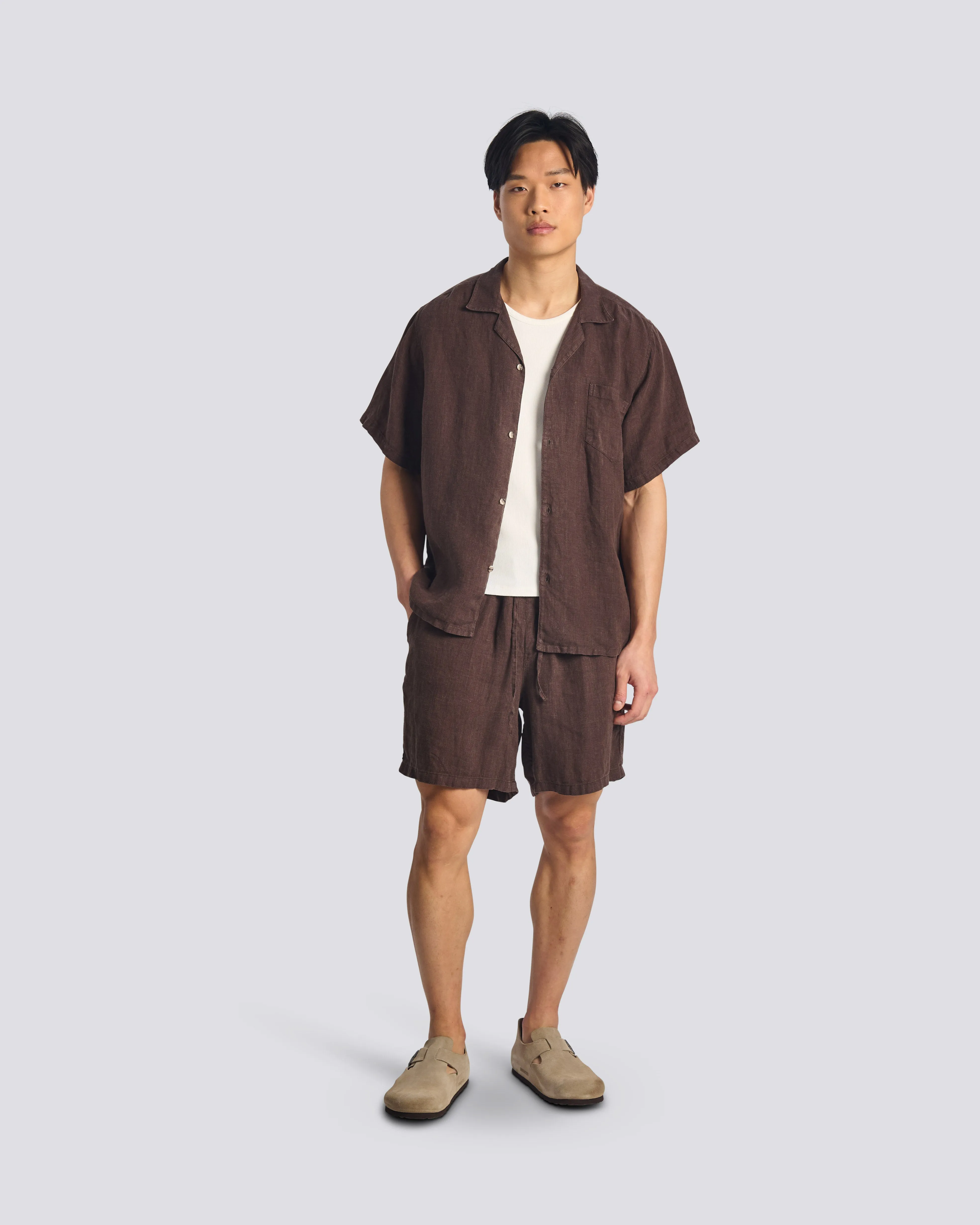 Espresso Linen Camp Shirt sold by Bather product image thumbnail 2
