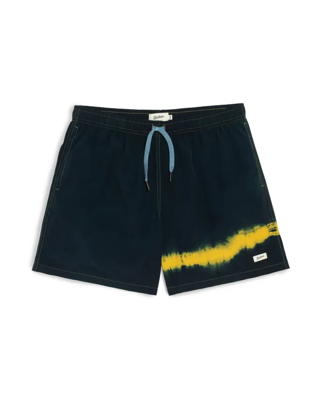 Over Dyed Indigo Kiwi Swim Trunk made by Bather
