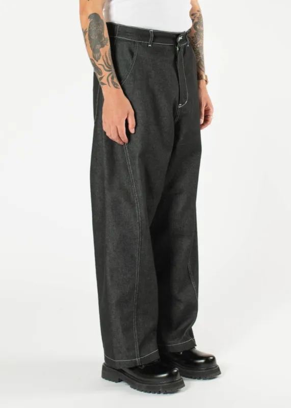 【BAON】Mea stitch raw wide denim pants Raw Denim In-stitch Jeans | Parallel