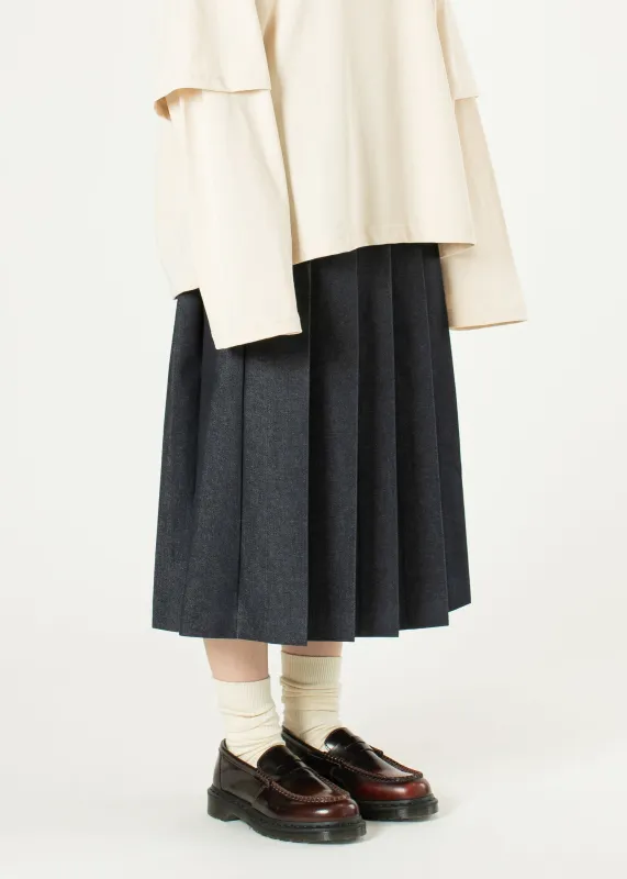 Raw Denim Pleated Skirt sold by Estudio Niksen