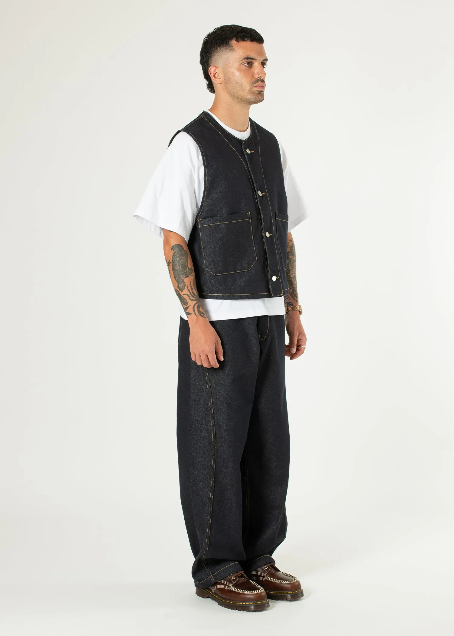Raw Denim Wide Vest sold by Estudio Niksen product image thumbnail 3
