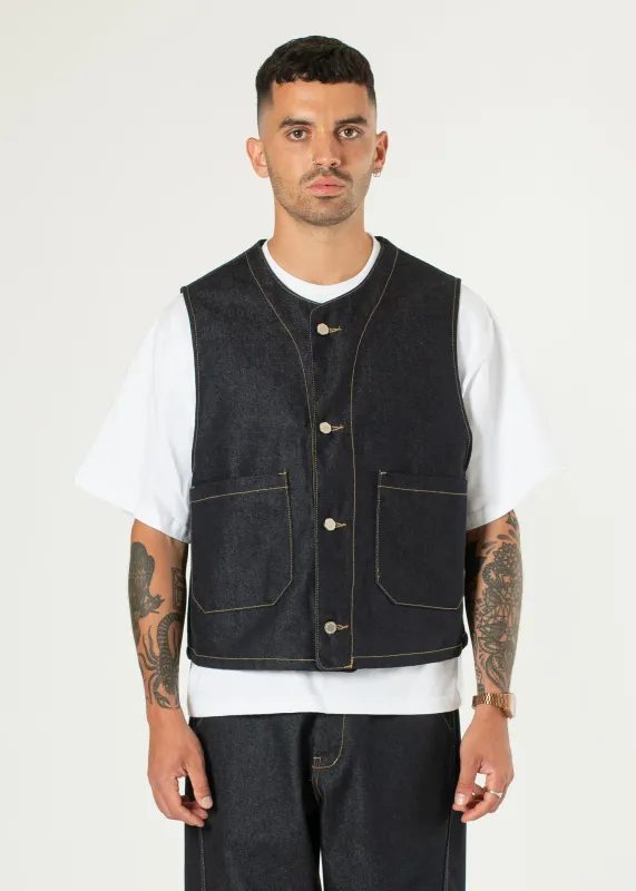 Raw Denim Wide Vest made by Estudio Niksen