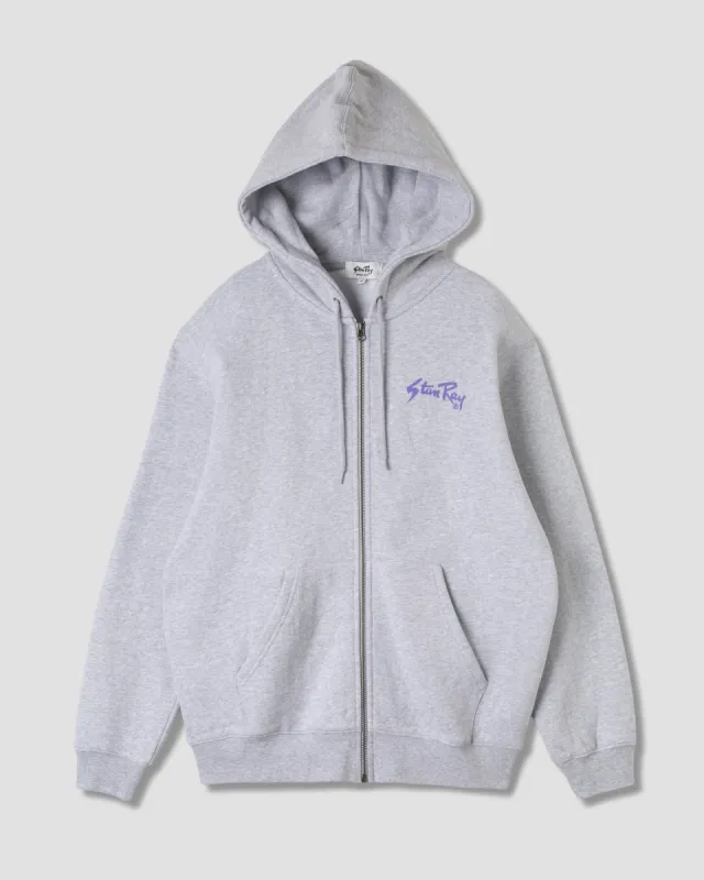 Stan OG Zip Hood (Grey Marl / Navy Print) sold by Stan Ray