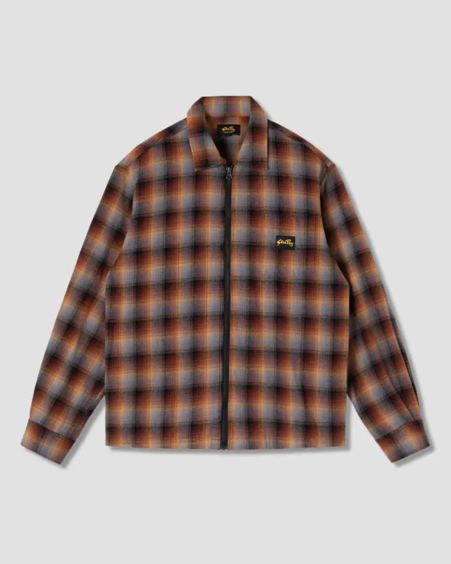 Zip Shirt (Brown/Blue Plaid) sold by Stan Ray