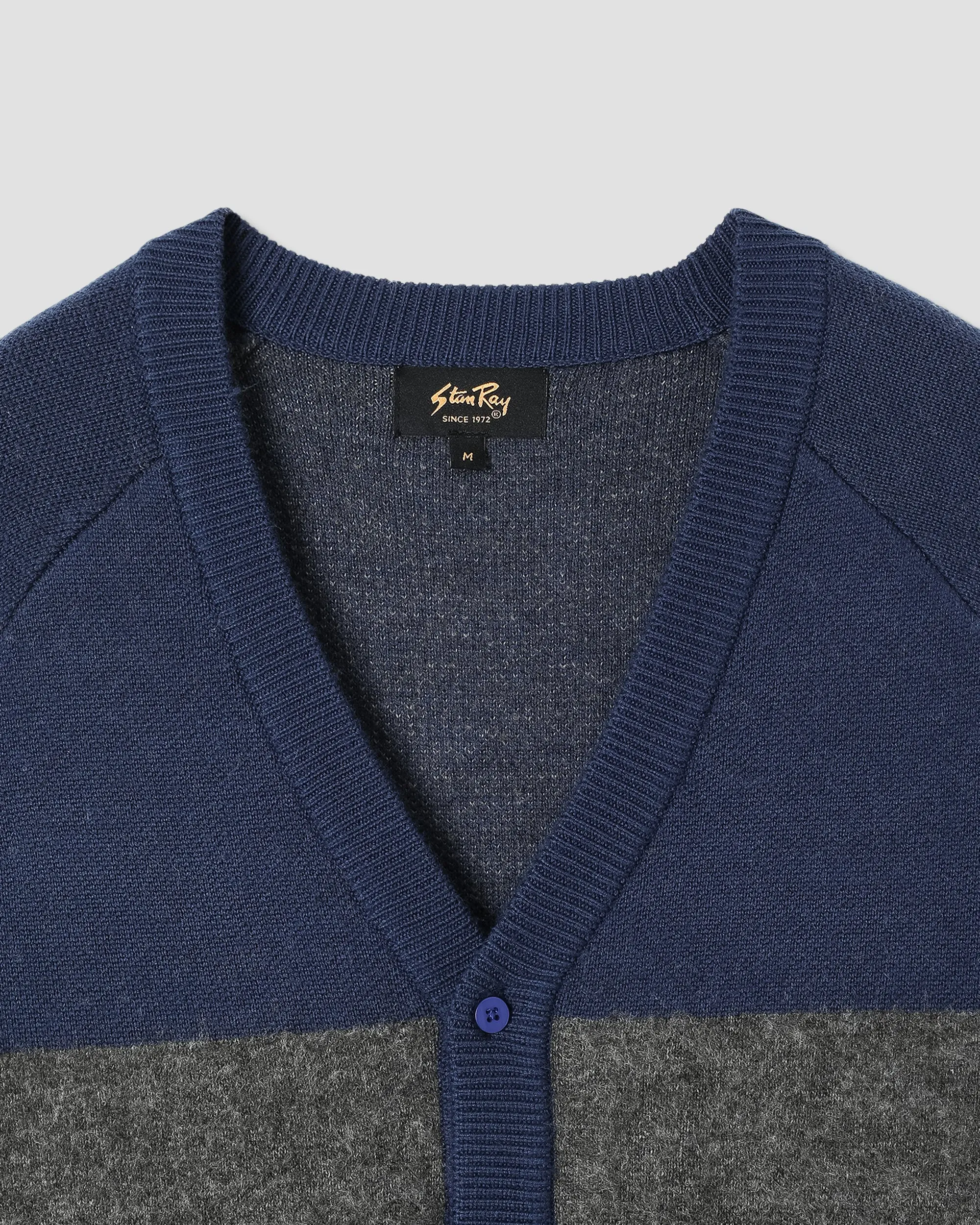 Knitted Cardigan (Navy/Charcoal Border Stripe) sold by Stan Ray product image thumbnail 3