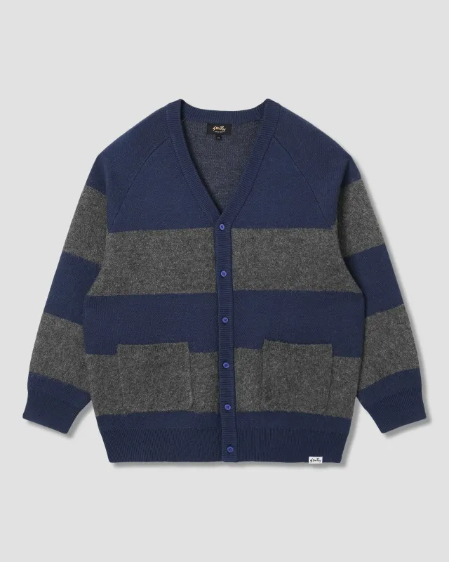 Knitted Cardigan (Navy/Charcoal Border Stripe) sold by Stan Ray