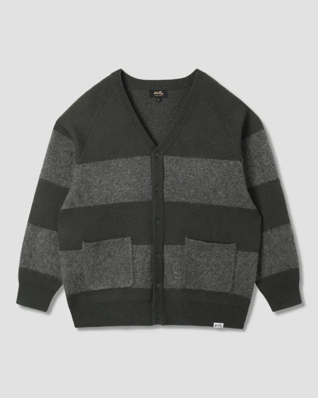 Knitted Cardigan (Botanical Green/Charcoal Stripe) sold by Stan Ray