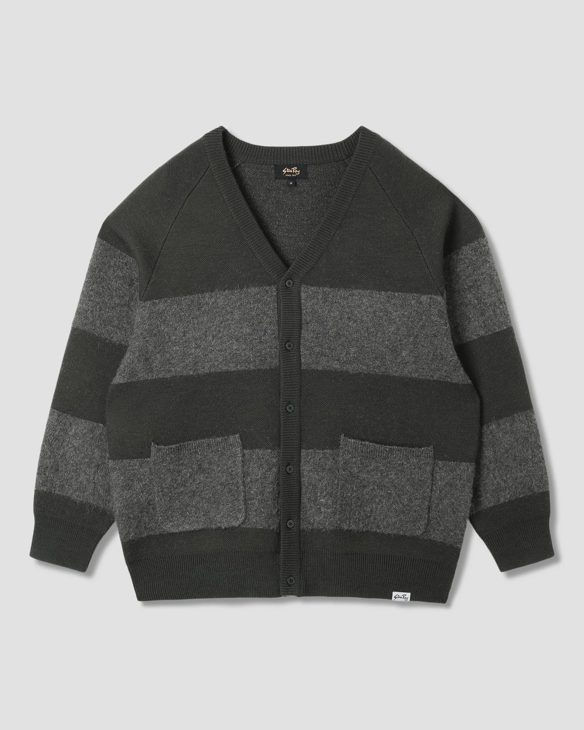 Knitted Cardigan (Botanical Green/Charcoal Stripe) sold by Stan Ray