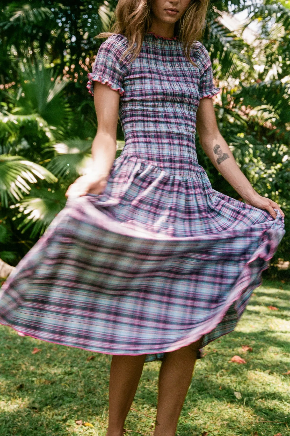 Grape Plaid Marta Dress sold by Apres Studio