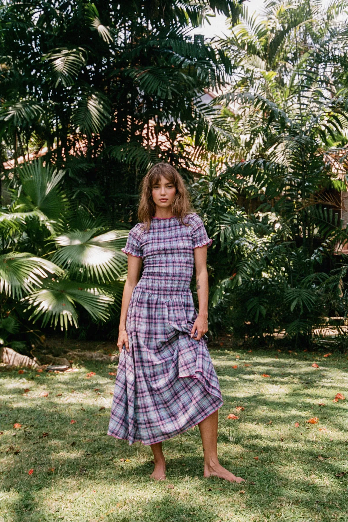 Grape Plaid Marta Dress sold by Apres Studio product image thumbnail 2