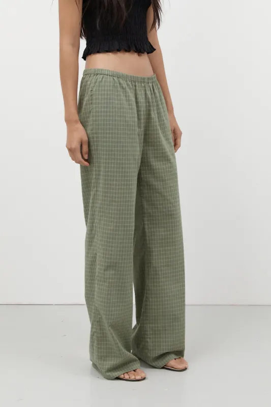 Sage Gingham Elastic Waist Pant sold by Apres Studio