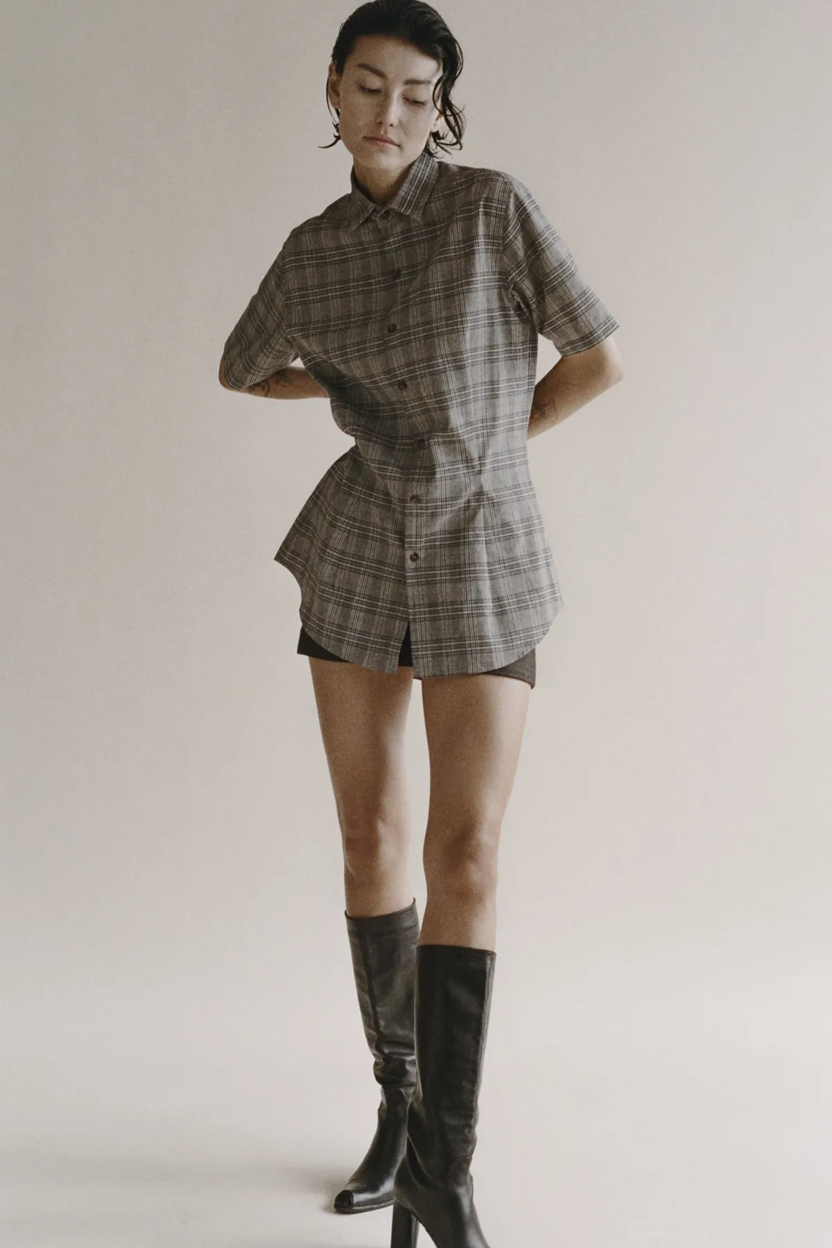 Grey Plaid Tailored Shirt sold by Apres Studio product image thumbnail 2