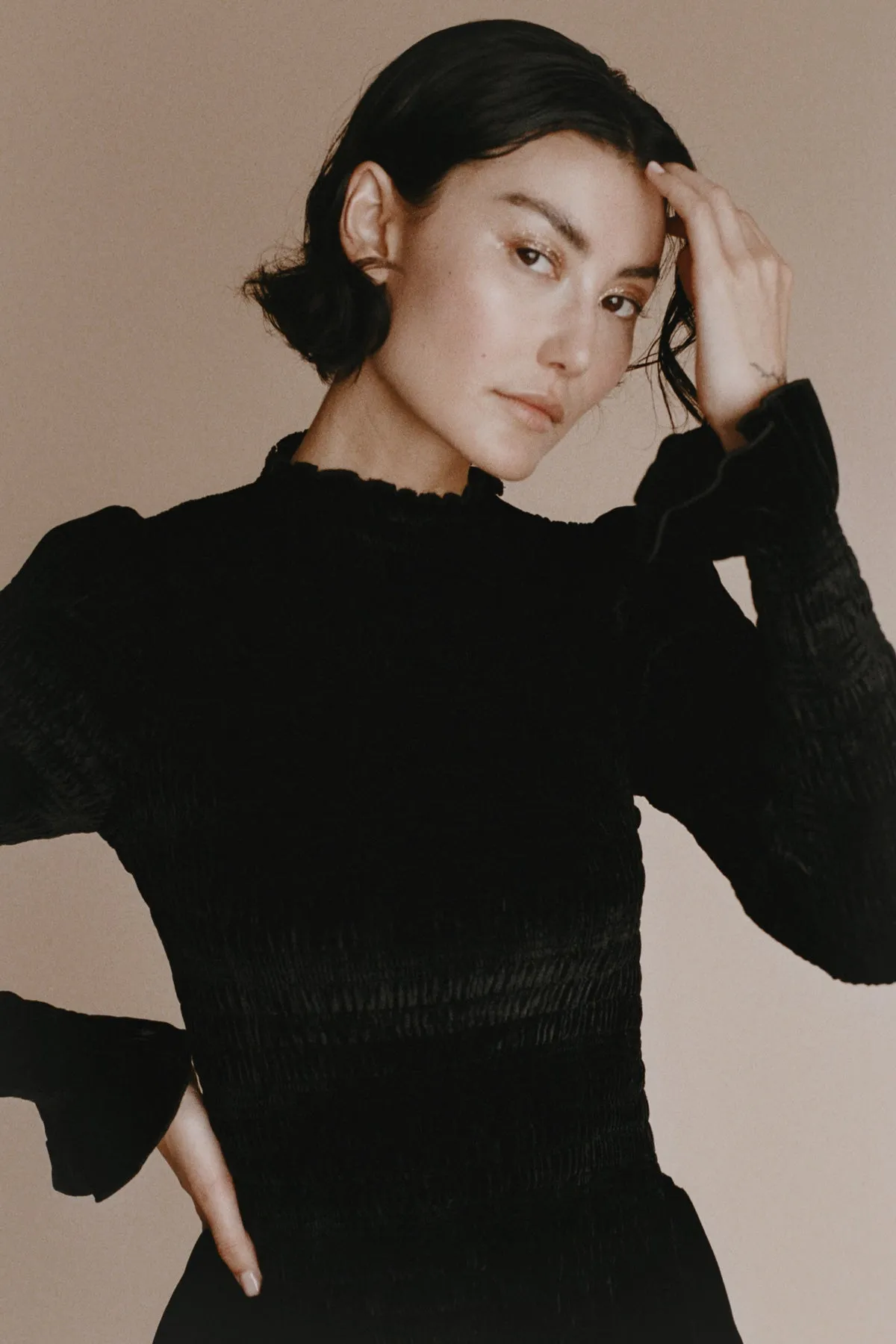 Silk Velvet Ruched Mini Dress sold by Apres Studio product image thumbnail 2