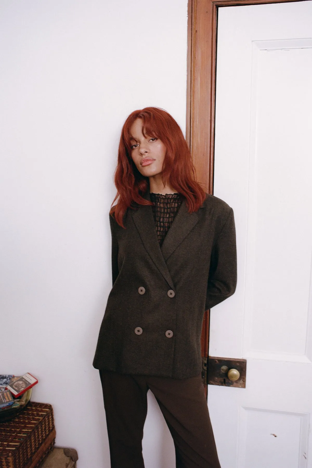 Brown Herringbone Blazer sold by Apres Studio