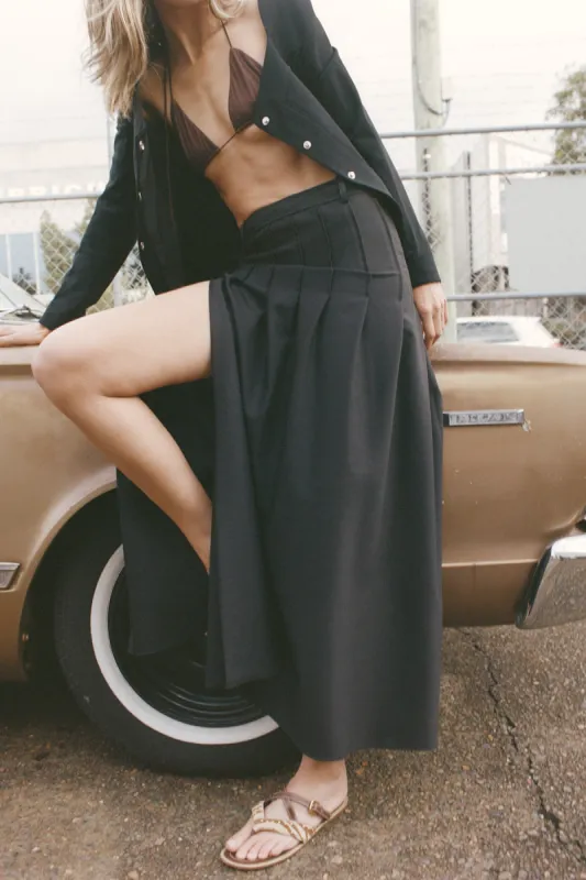Wool Pleated Maxi Skirt sold by Apres Studio