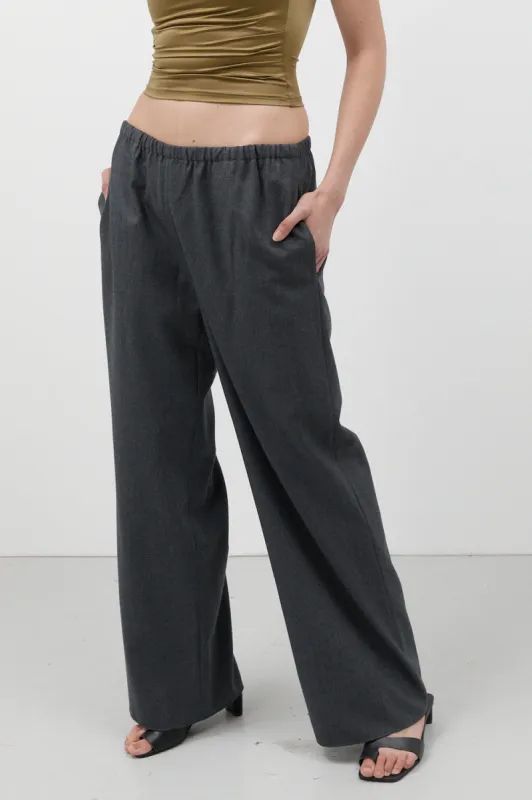 Charcoal Elastic Wool Pant sold by Apres Studio