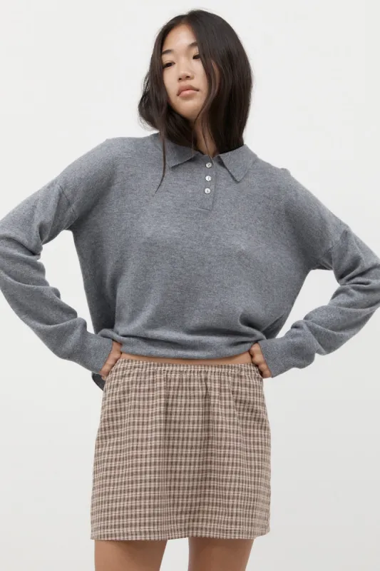 Charcoal Cashmere Polo Knit sold by Apres Studio