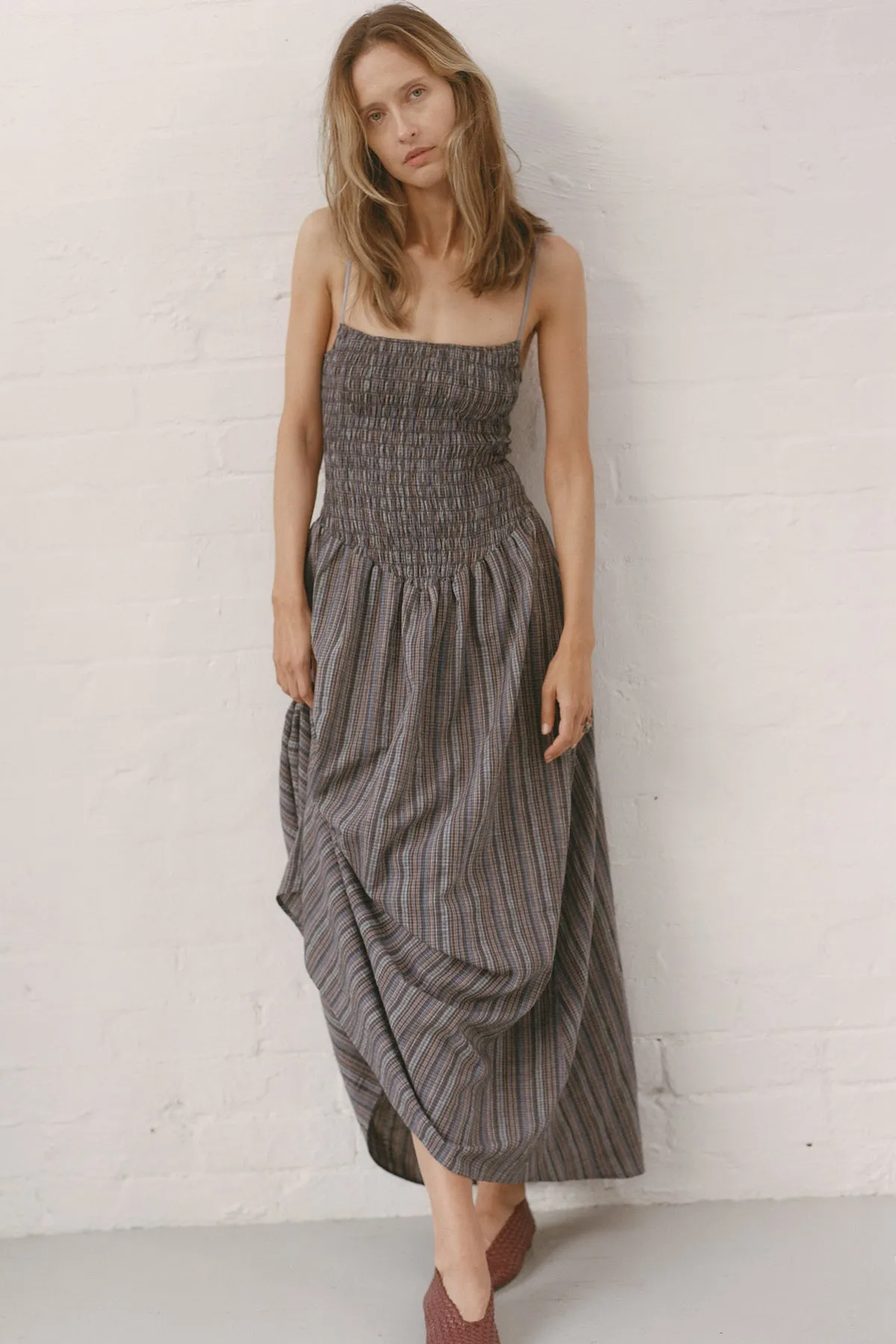 Blue Stripe Maxi Ballerina Dress sold by Apres Studio