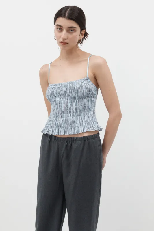 Blue Stripe Ruched Cami sold by Apres Studio