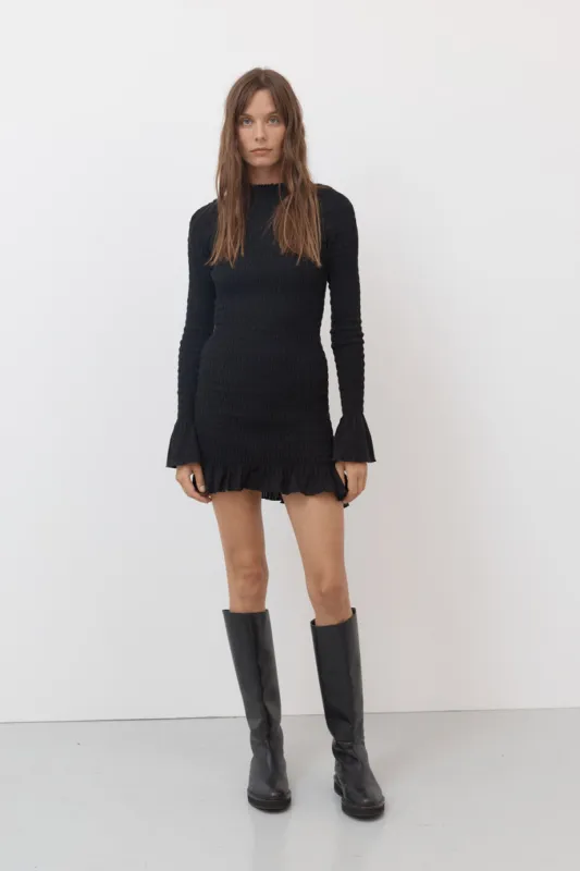 Black Valentine Ruched Dress sold by Apres Studio