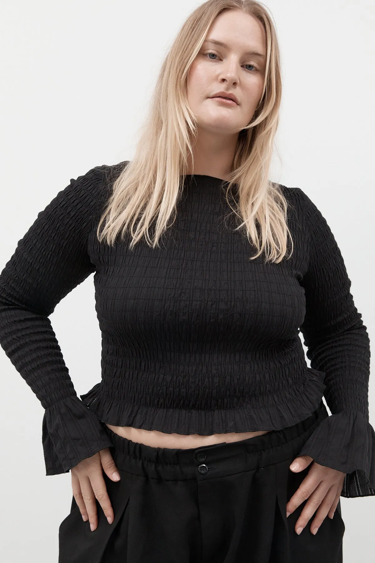 Black Valentine Ruched Longsleeve sold by Apres Studio