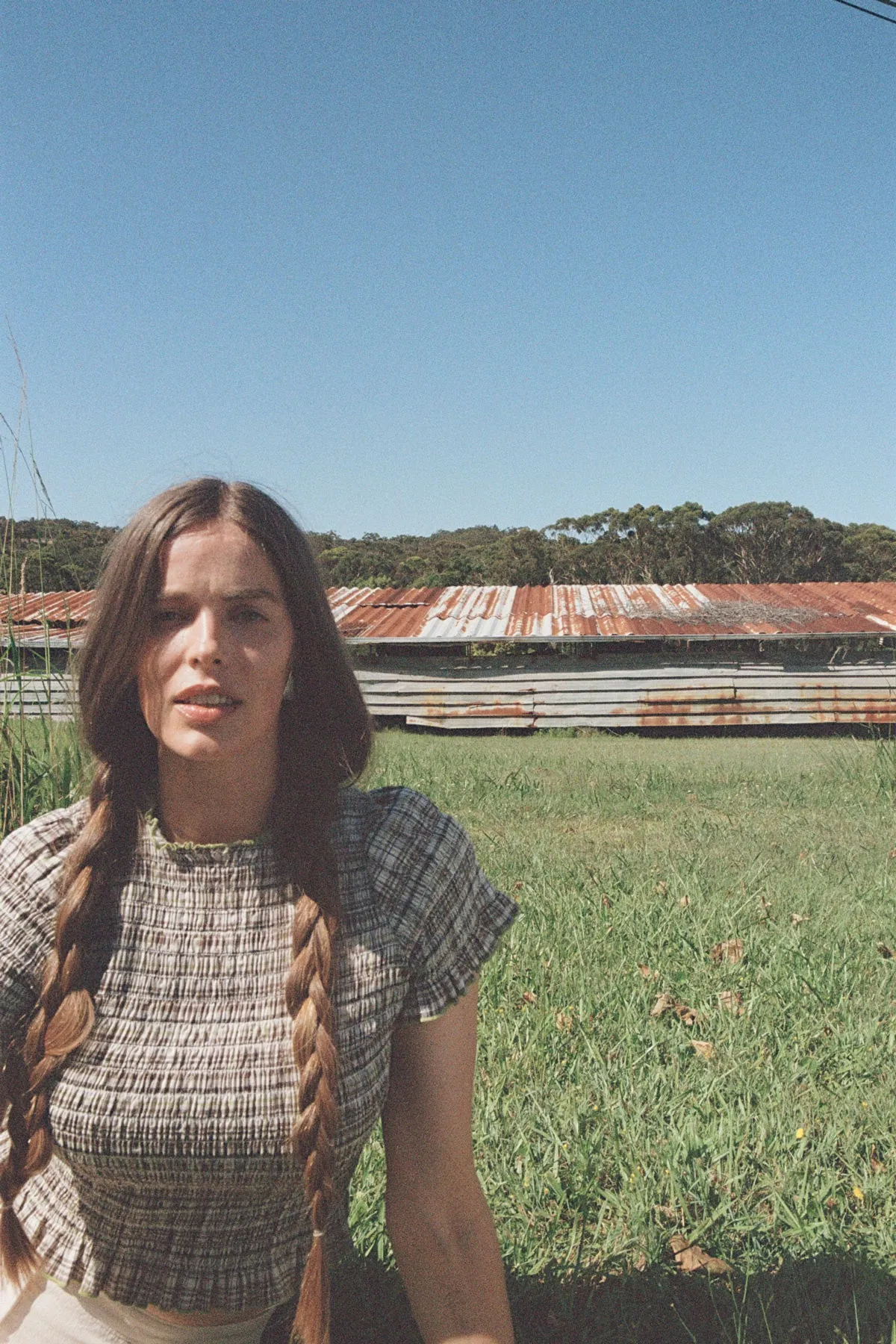 Honeydew Plaid Ruched Tee sold by Apres Studio product image thumbnail 2