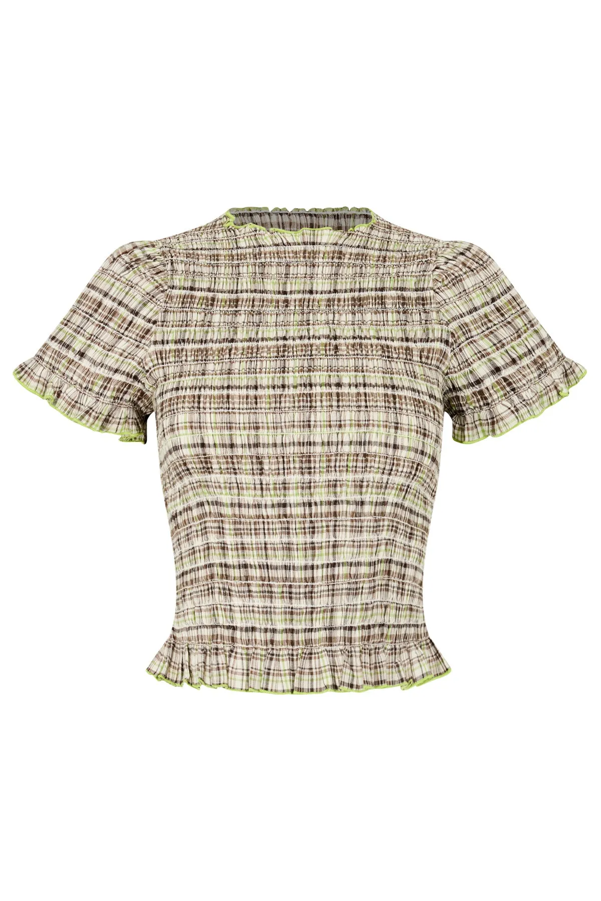 Honeydew Plaid Ruched Tee sold by Apres Studio product image thumbnail 3
