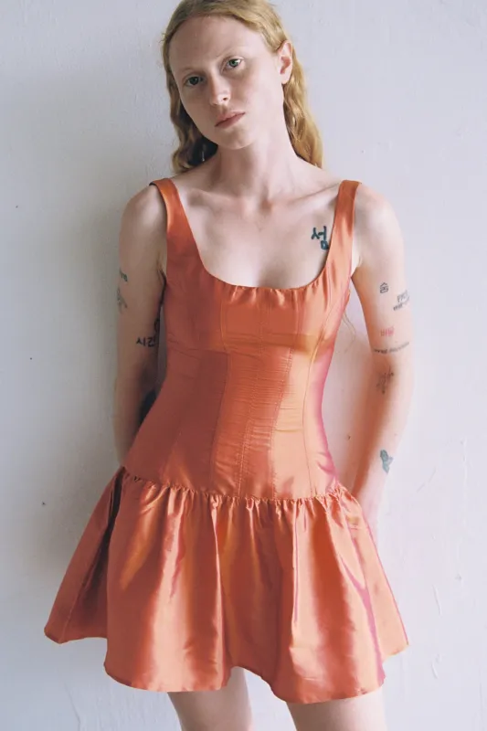 Copper Ophelia Silk Mini Dress sold by Apres Studio