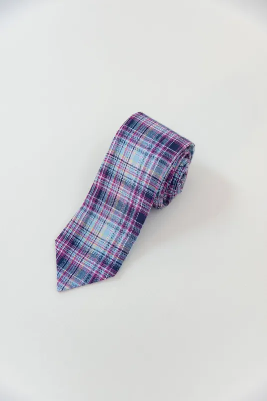Grape Plaid Neck Tie sold by Apres Studio