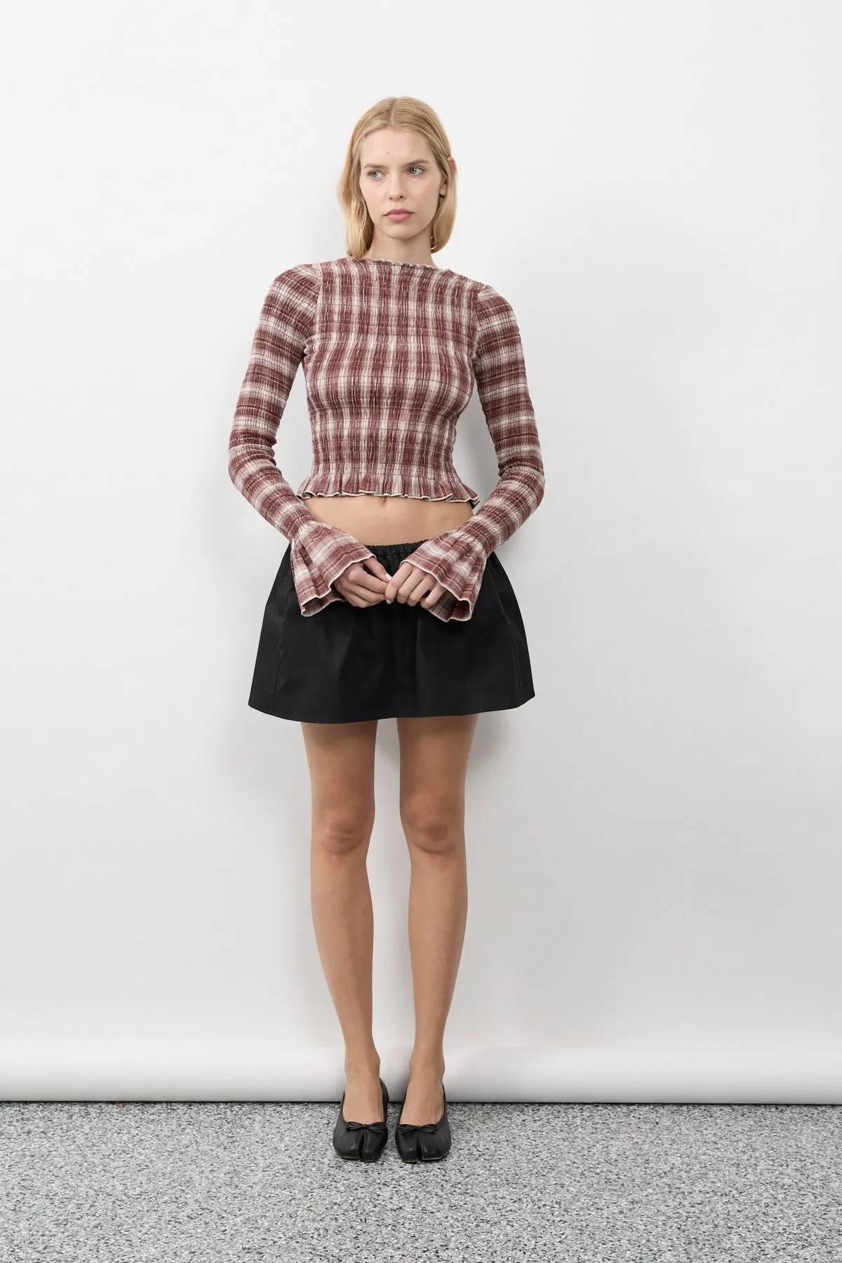 Cacao Plaid Ruched Longsleeve sold by Apres Studio product image thumbnail 2