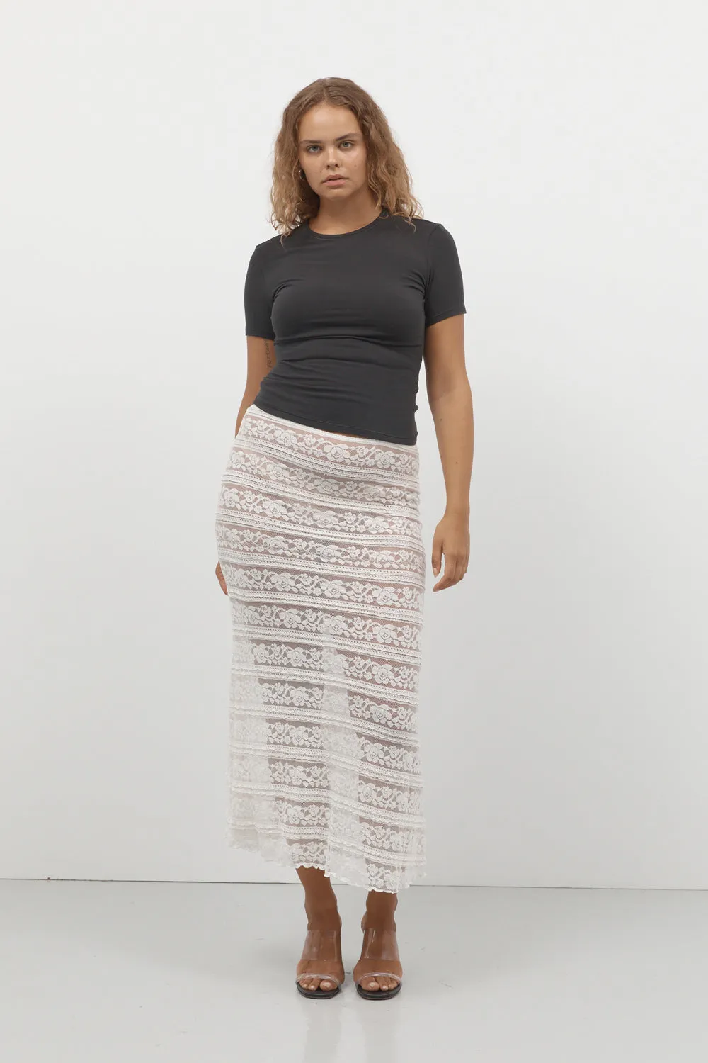 White Lace Skirt sold by Apres Studio