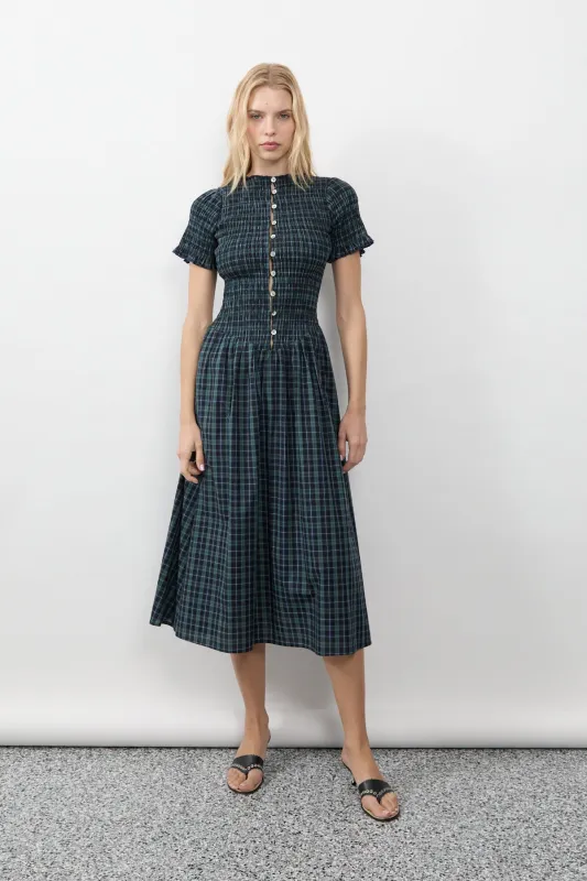 Navy Plaid Button Marta Dress sold by Apres Studio