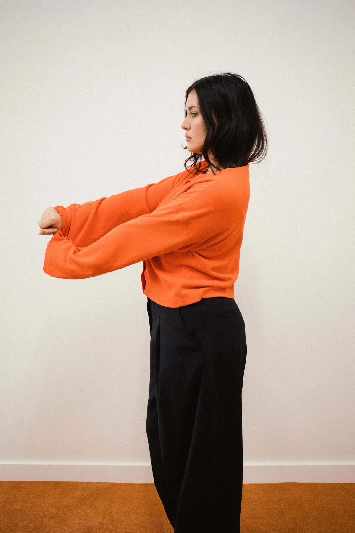 Tangerine Hemp Fleece Cardigan sold by Apres Studio product image thumbnail 5