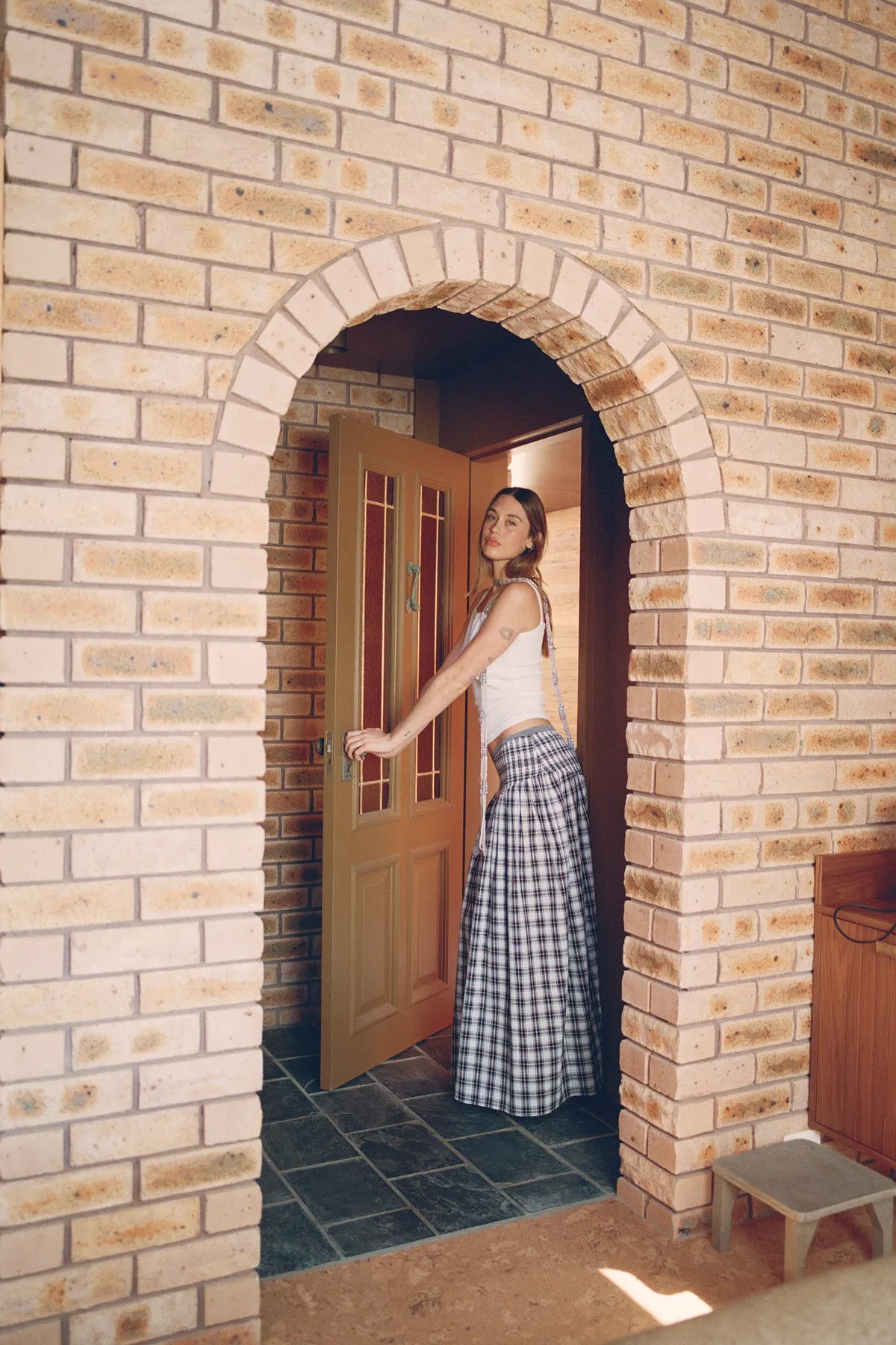 Liquorice Plaid Ruched Skirt sold by Apres Studio product image thumbnail 2