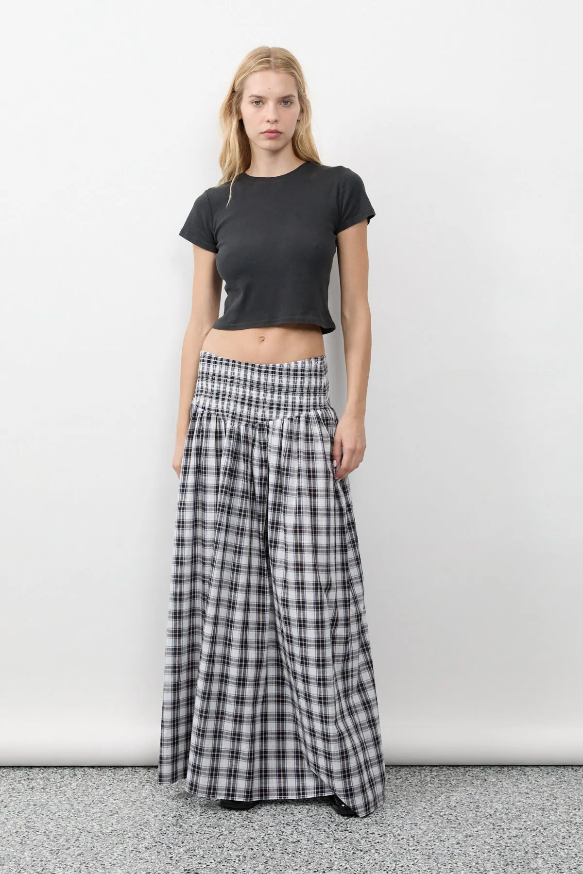 Liquorice Plaid Ruched Skirt sold by Apres Studio product image thumbnail 5