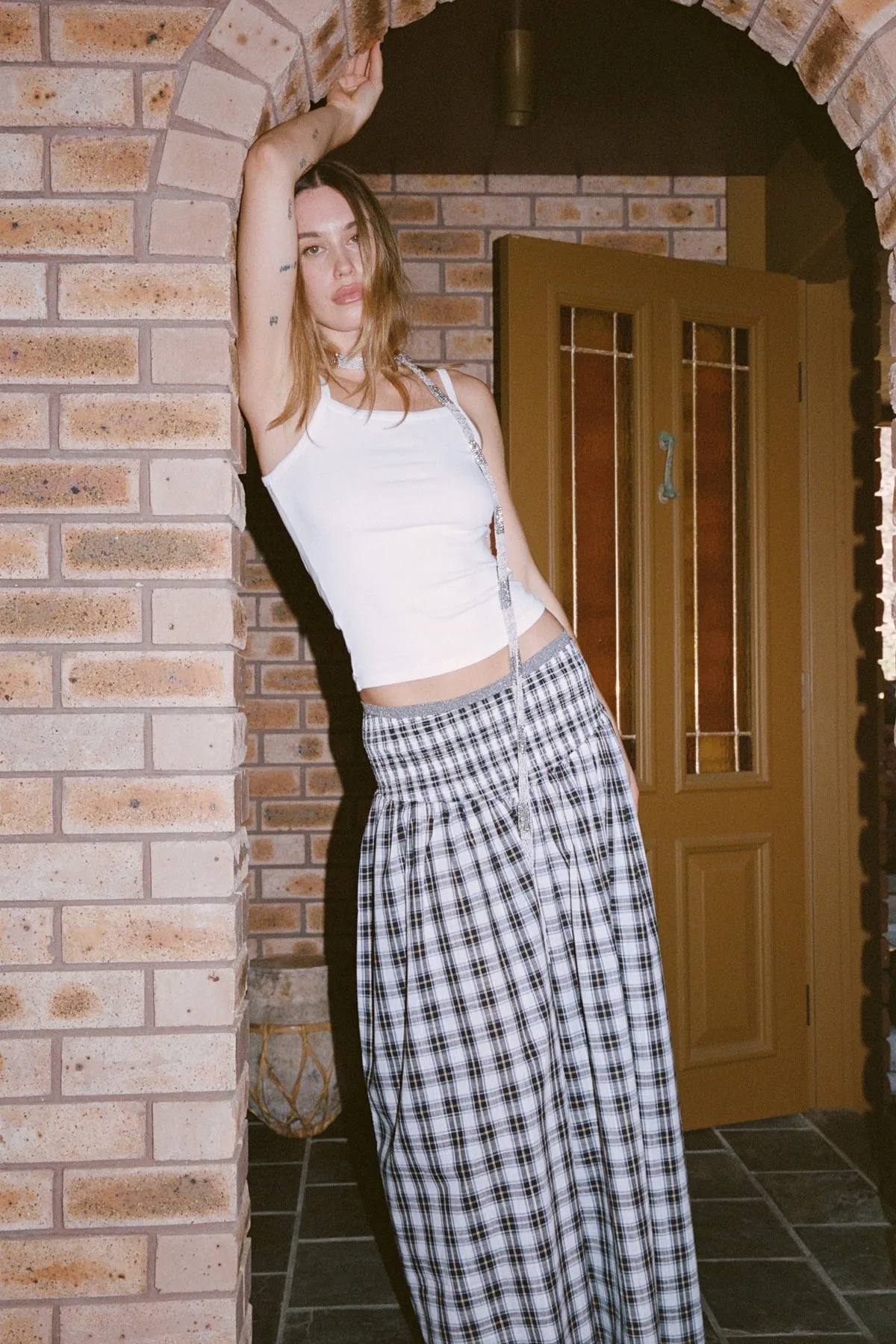 Liquorice Plaid Ruched Skirt sold by Apres Studio product image thumbnail 4