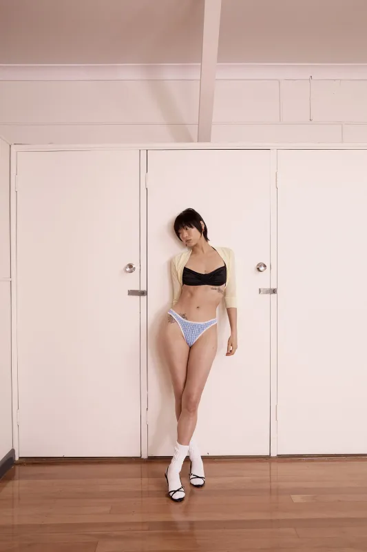 Sky Ruched Thong sold by Apres Studio