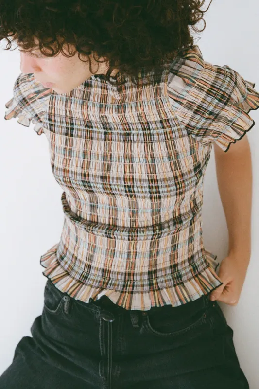 Bertie Plaid Ruched Tee sold by Apres Studio