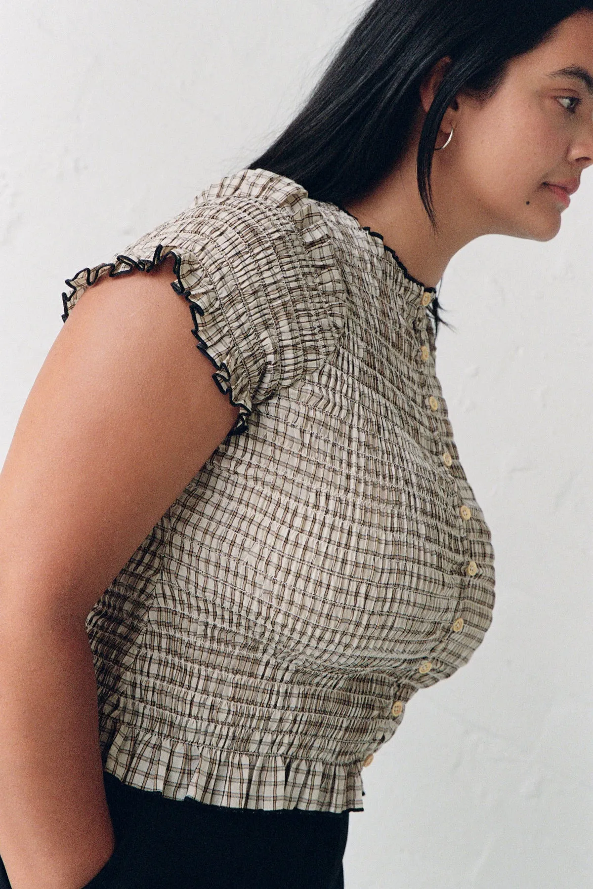 Bamboo Ruched Button Tee sold by Apres Studio product image thumbnail 3