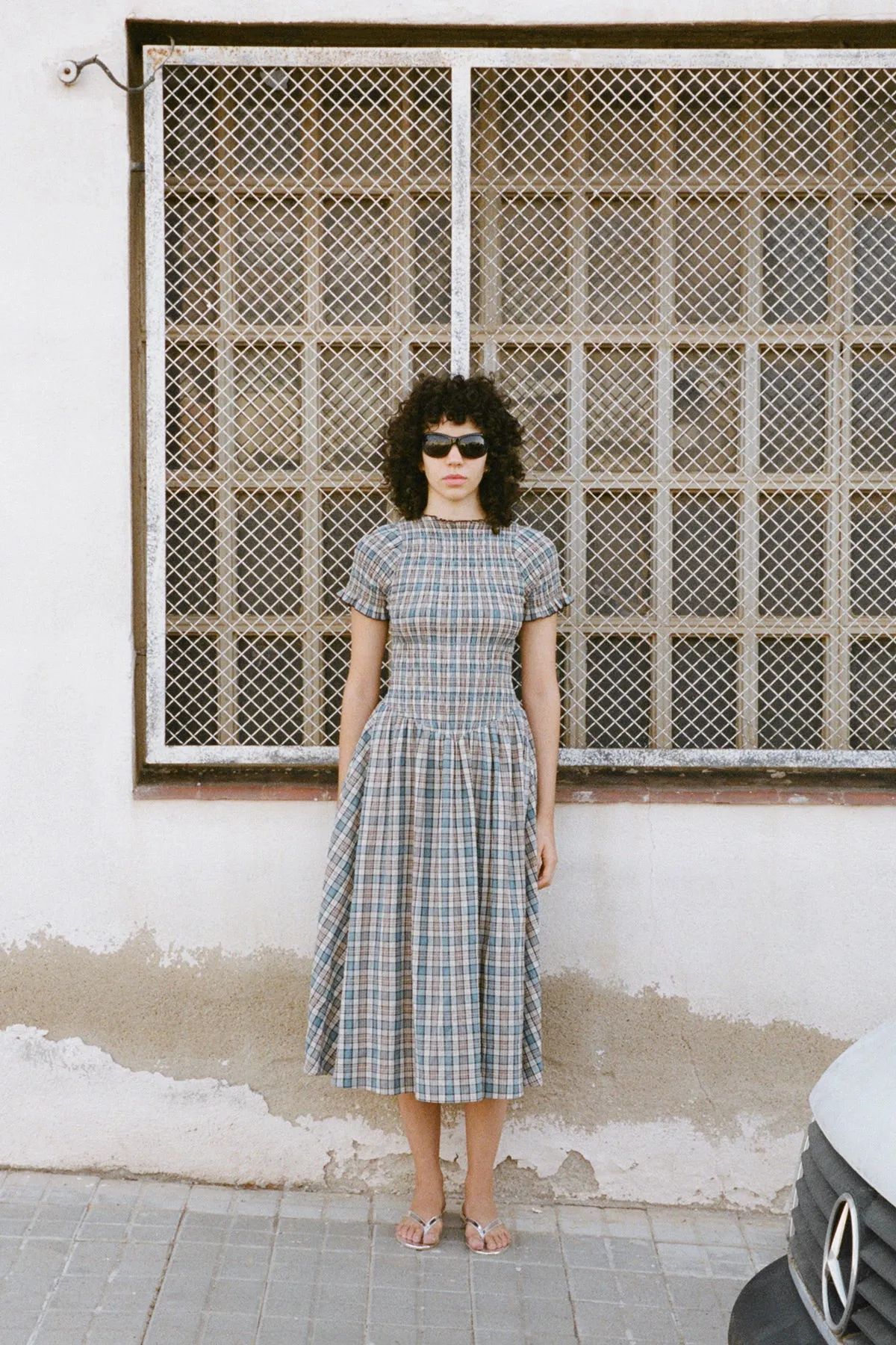 Blue Check Marta Dress sold by Apres Studio product image thumbnail 2