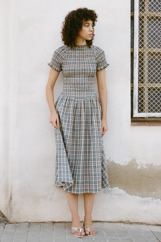 Blue Check Marta Dress made by Apres Studio