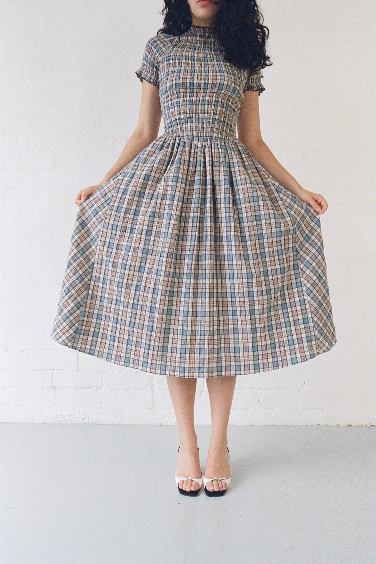 Blue Check Marta Dress sold by Apres Studio product image thumbnail 4