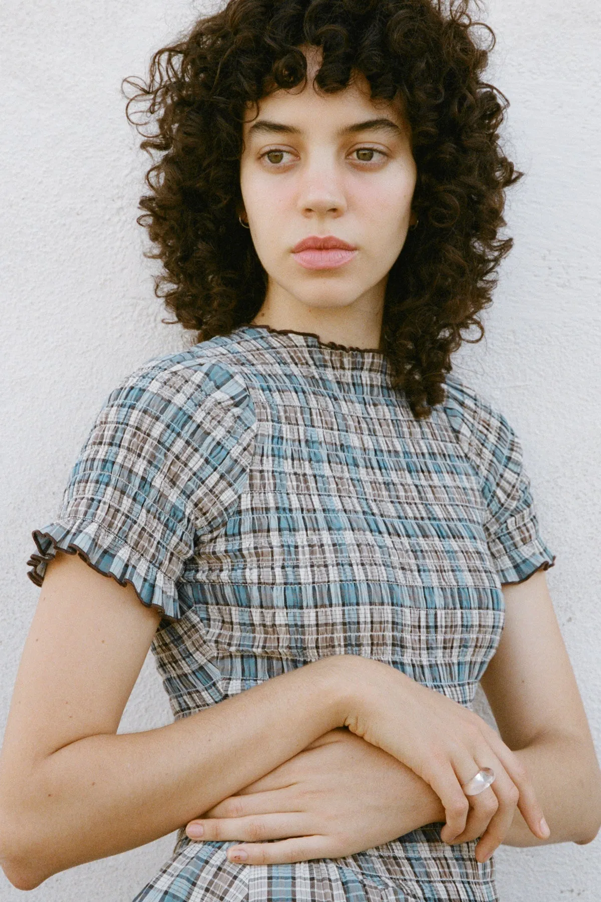 Blue Check Marta Dress sold by Apres Studio product image thumbnail 3