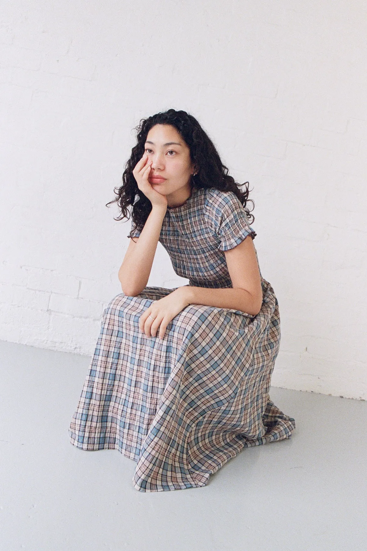 Blue Check Marta Dress sold by Apres Studio product image thumbnail 5