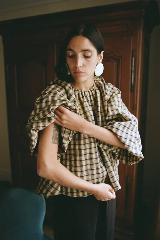 Lurex Plaid Edie Top made by Apres Studio