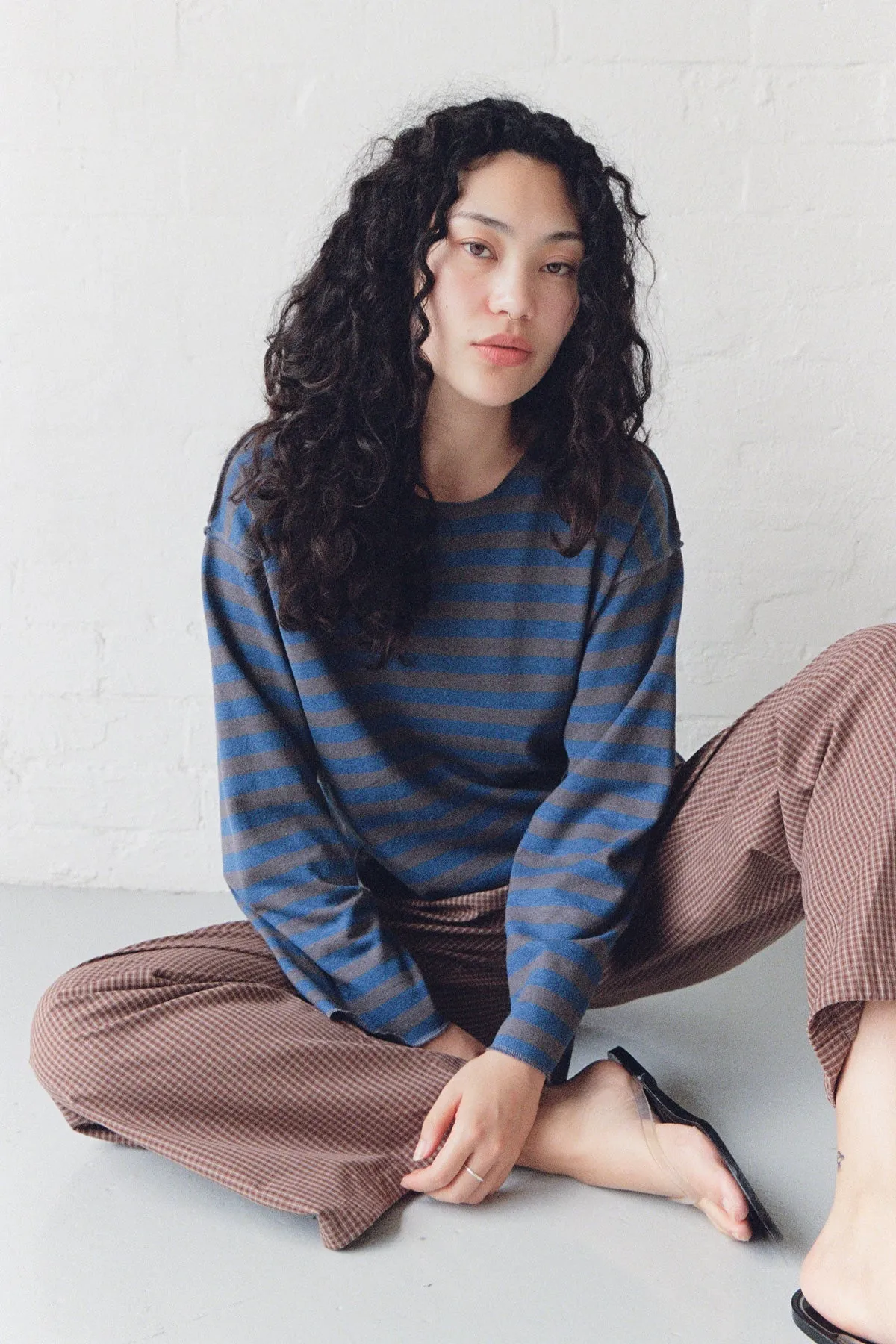 Blue Stripe Hemp Longsleeve sold by Apres Studio
