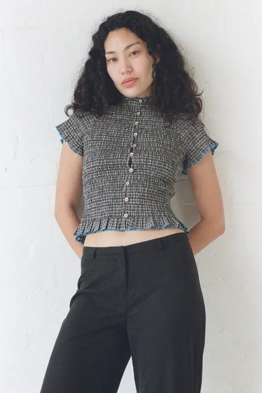Noir Ruched Button Tee made by Apres Studio
