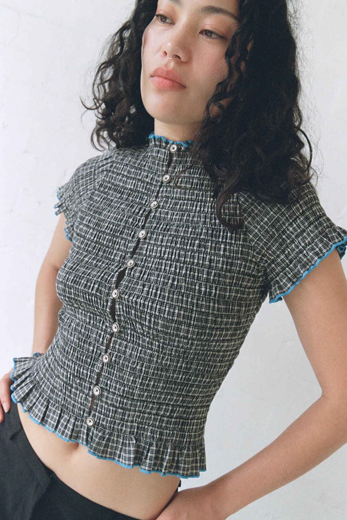 Noir Ruched Button Tee sold by Apres Studio product image thumbnail 4