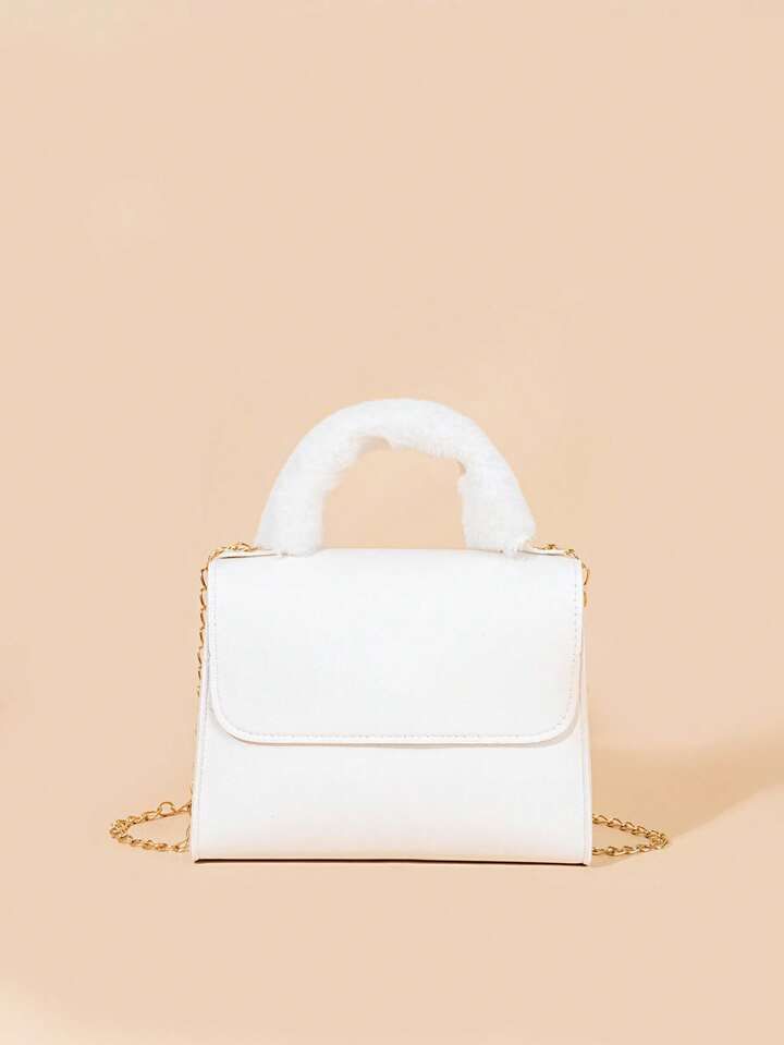 mini square bag white flap for daily sold by SHEIN